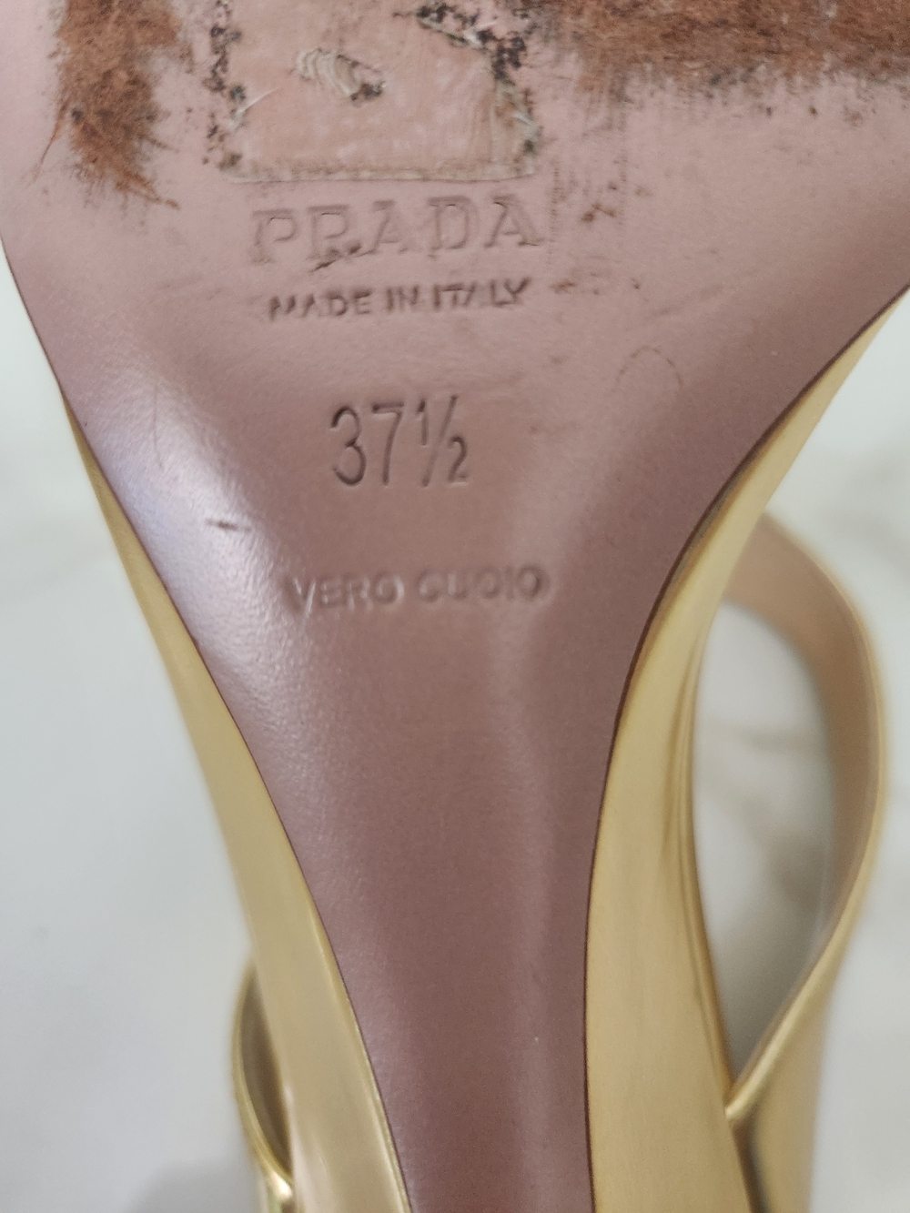 Prada Gold Metallic Thong Sandals - Women's Designer Heels - Picture 8 of 10